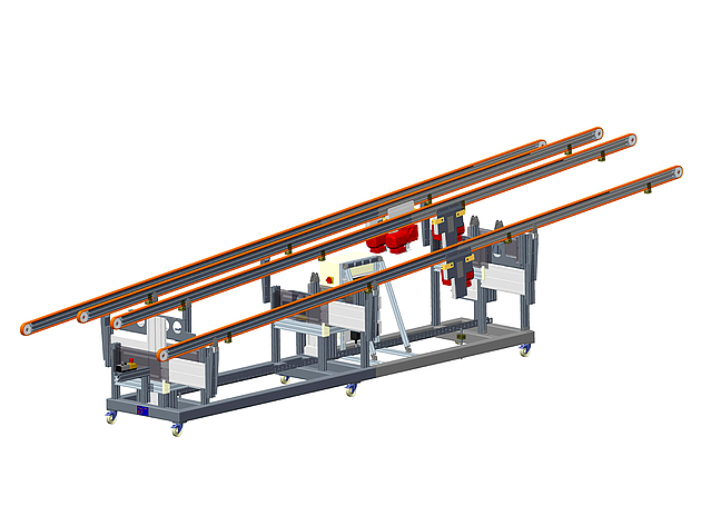 Das ASP Vario Puffer Förderband wir über die CAD Konstruktion umgesetzt.