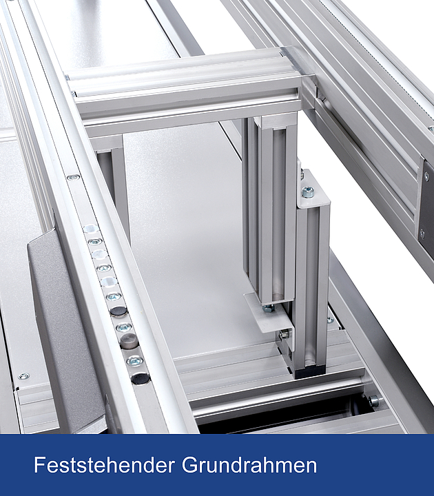 Das Förderband von ASP AUTOMATION besitzt einen sehr stabilen Grundrahmen aus Aluminium.