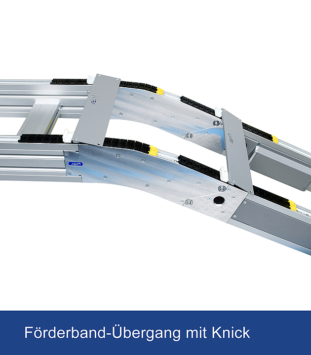 Das ASP Puffer Förderband kann auch als Winkel-Förderband eingesetzt werden.