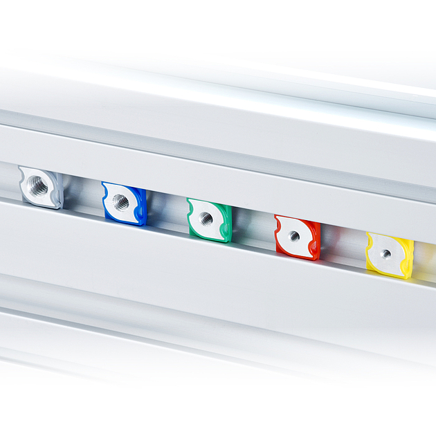 Farbige Nutensteine von ASP Die farbige Nutensteine Serie von ASP AUTOMATION ist eine neue Verbindungstechnik Innovation.